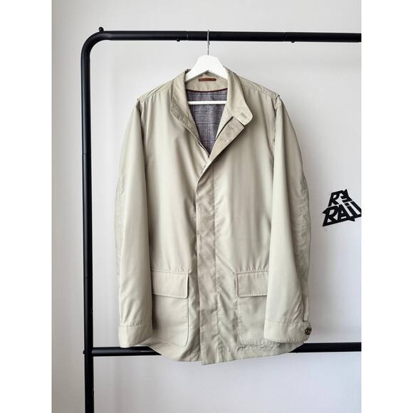 Luciano Barbera Technical Trench Jacket Coat Beige - Picture 1 of 9